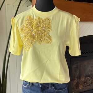 Elegant Yellow Embellished Women's Top